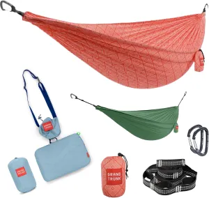 Grand Trunk Ultimate Hammock Bundle – Outdoor Hammock with Heavy-Duty Straps, Travel Pillow & Compact Storage (Red Diamond)