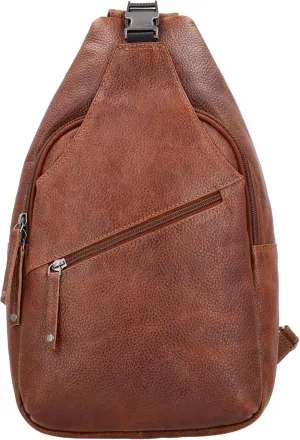 Grayson Large Leather Sling Backpack with Locking Zippers (Cognac)