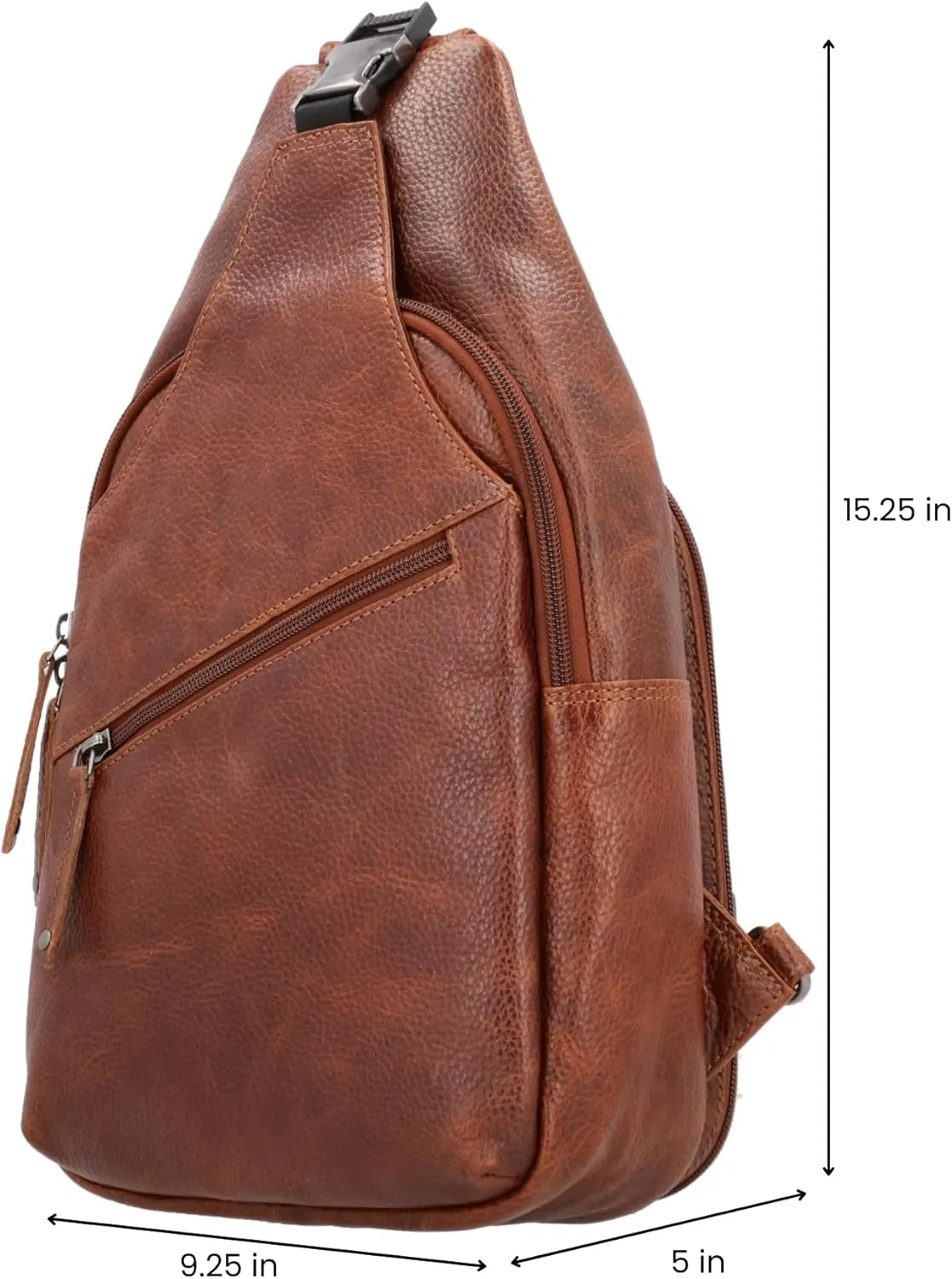 Grayson Large Leather Sling Backpack with Locking Zippers (Cognac)