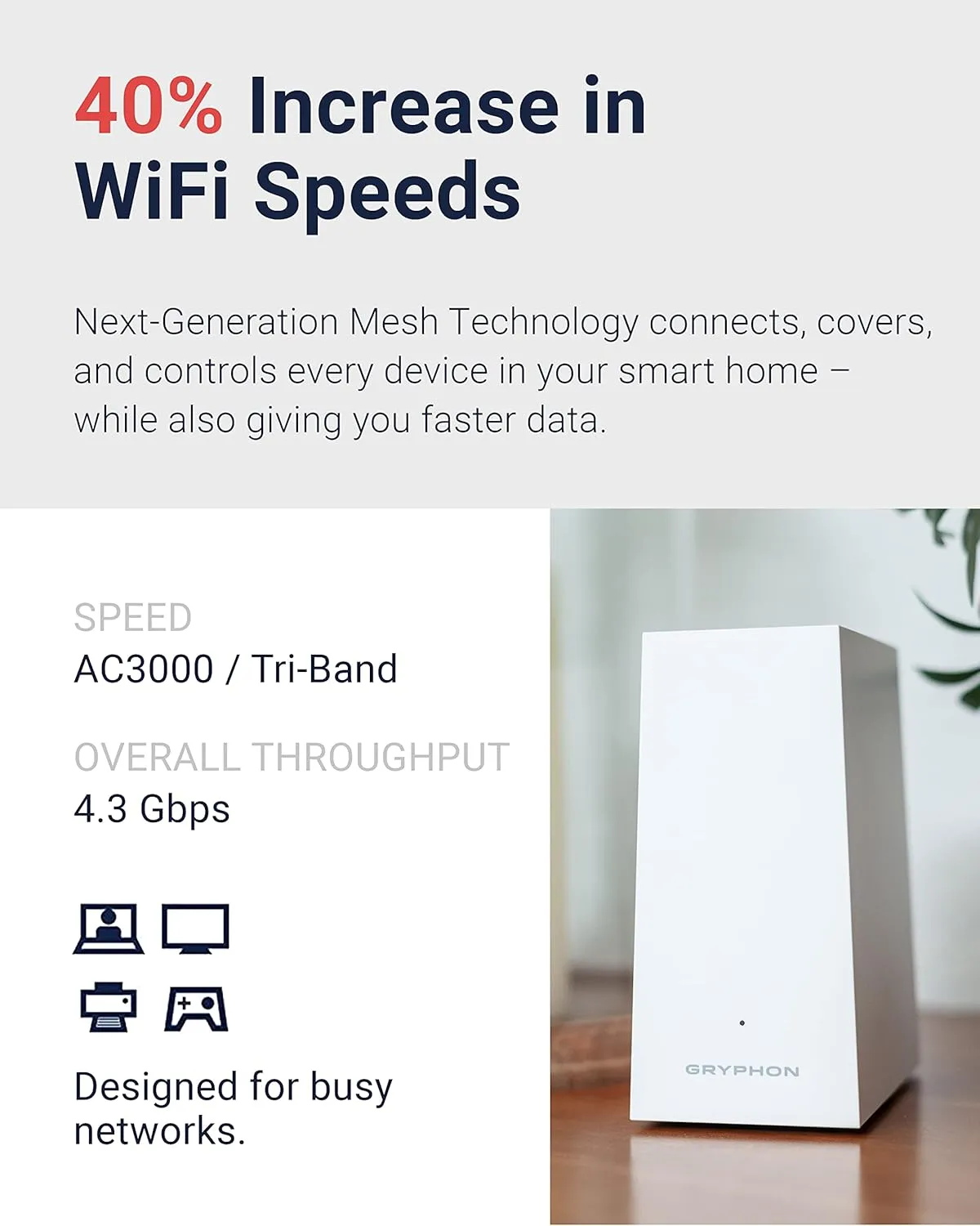 Gryphon AX – Ultra-Fast Mesh WiFi 6 Parental Control Router 2-Pack – Advanced Content Filters and Next-Gen Firewall - 4.3 Gbps Across 3,000 sq. ft. per Router for Multi-Device Households