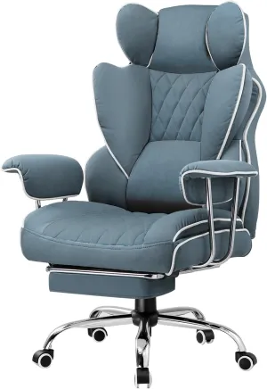 GTRACING Gaming Chair,Office Chair with Pocket Spring Lumbar Support, Ergonomic Comfortable Wide Office Desk Computer Chair with Outward Fixed Soft Armrests and Footrest (Fabric, Blue)