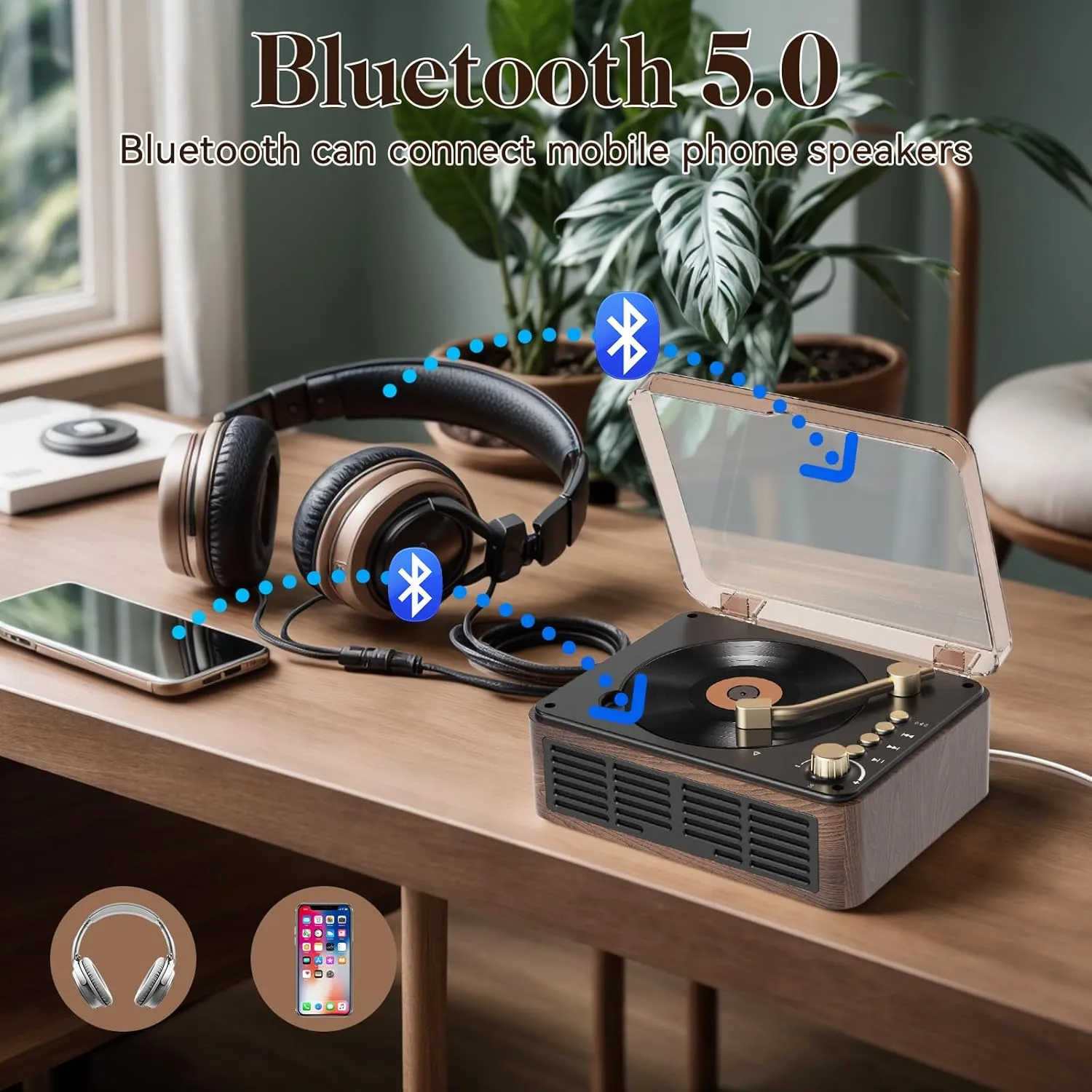 Gueray CD Player with Speakers HiFi Stereo Sound for Home,Bluetooth Retro Wood CD Music Players FM Radio with Remote Control,Support USB & AUX Playback