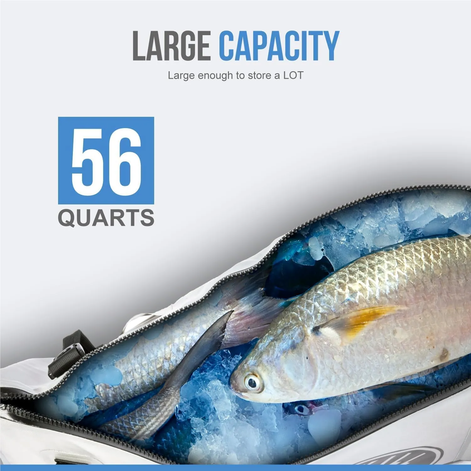 Gusseted Insulated Fish Cooler - Zipper Waterproof Nylon Bag - Portable and Leakproof With Heavy Duty Handles for Travel, Outdoor, Fishing