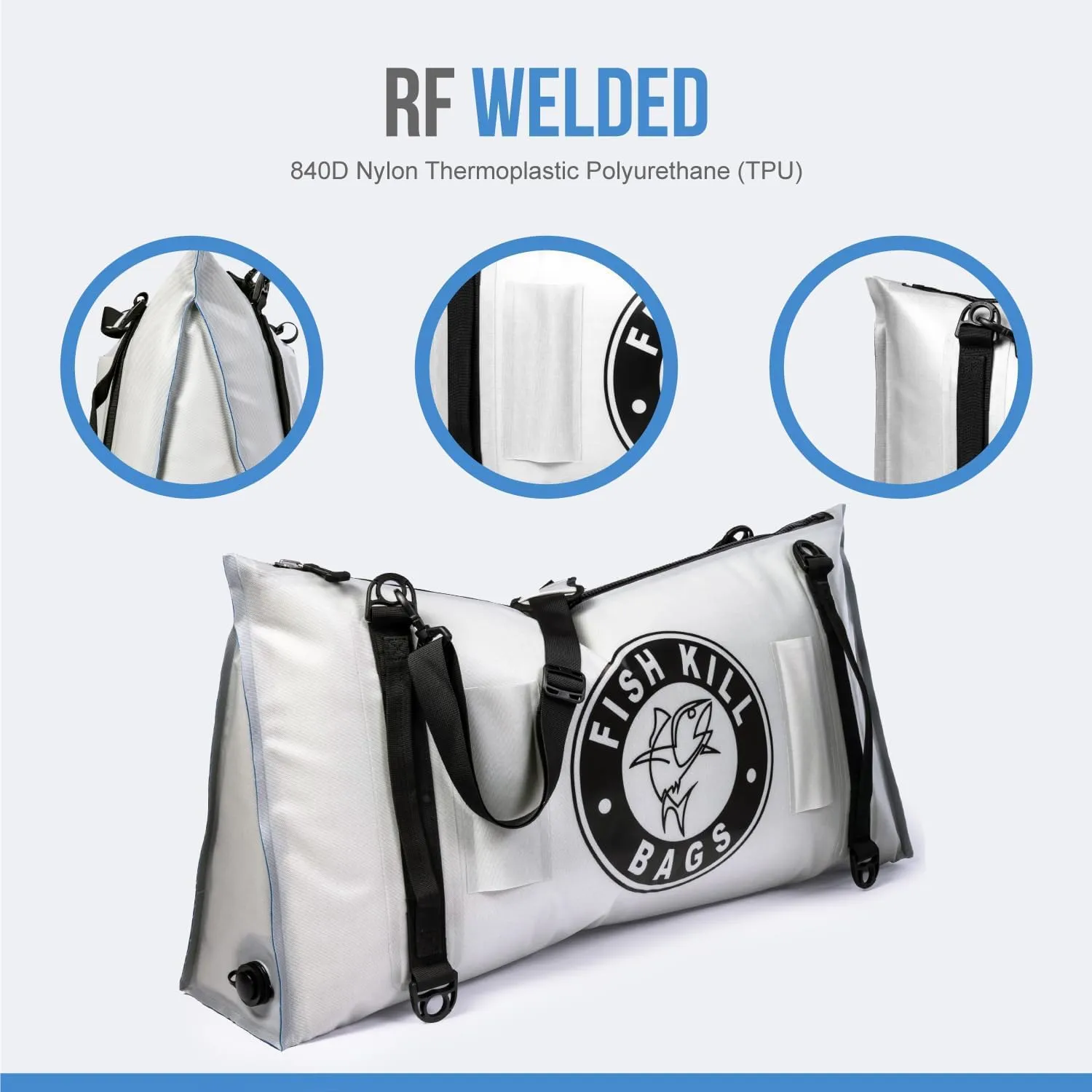 Gusseted Insulated Fish Cooler - Zipper Waterproof Nylon Bag - Portable and Leakproof With Heavy Duty Handles for Travel, Outdoor, Fishing