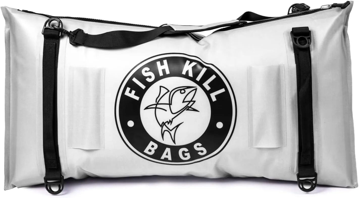 Gusseted Insulated Fish Cooler - Zipper Waterproof Nylon Bag - Portable and Leakproof With Heavy Duty Handles for Travel, Outdoor, Fishing