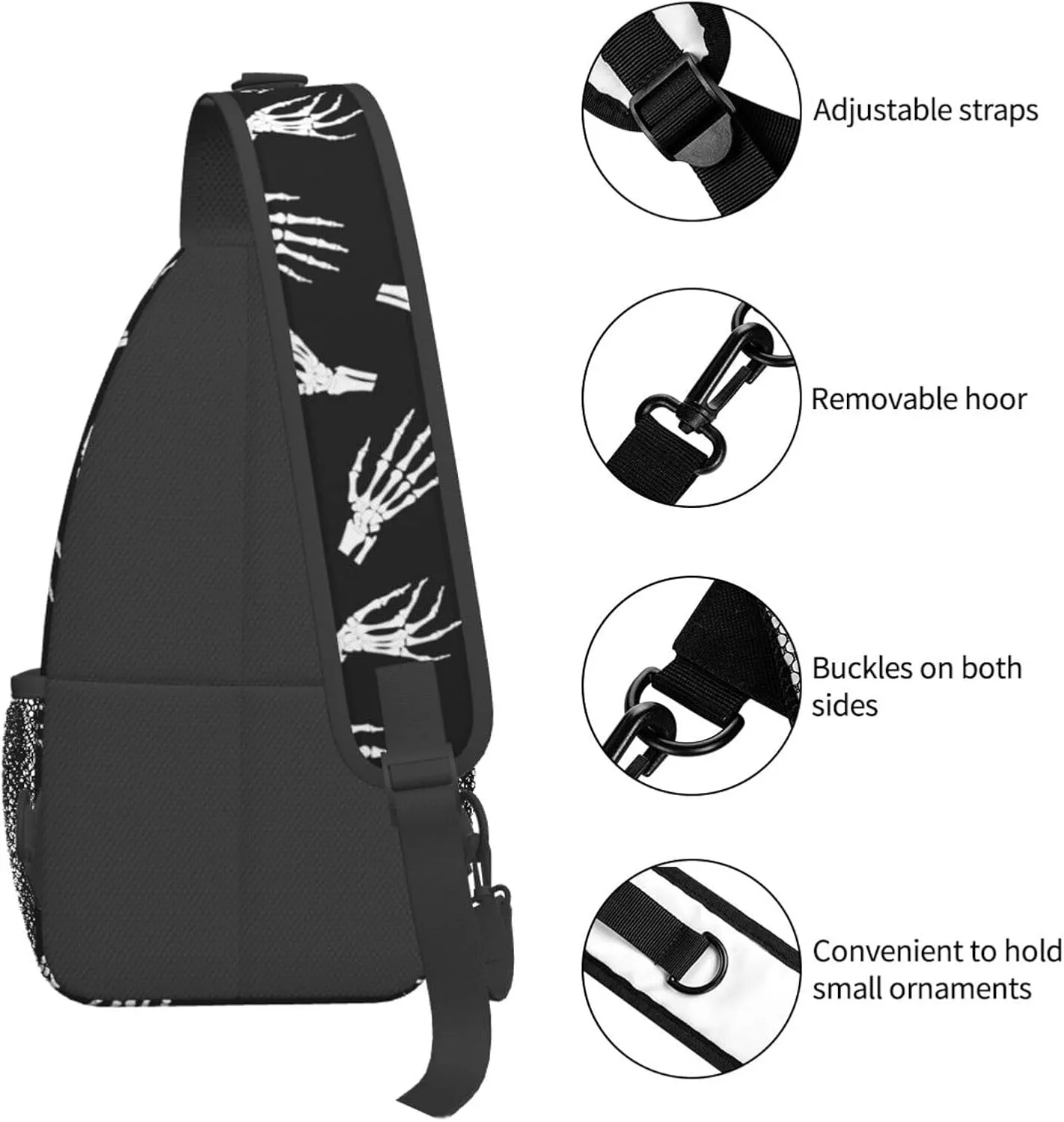 Halloween Bat Sling Bag,Horror Goth Gothic Crossbody Backpack Shoulder Chest Bag for Women Men Travel Hiking Daypack