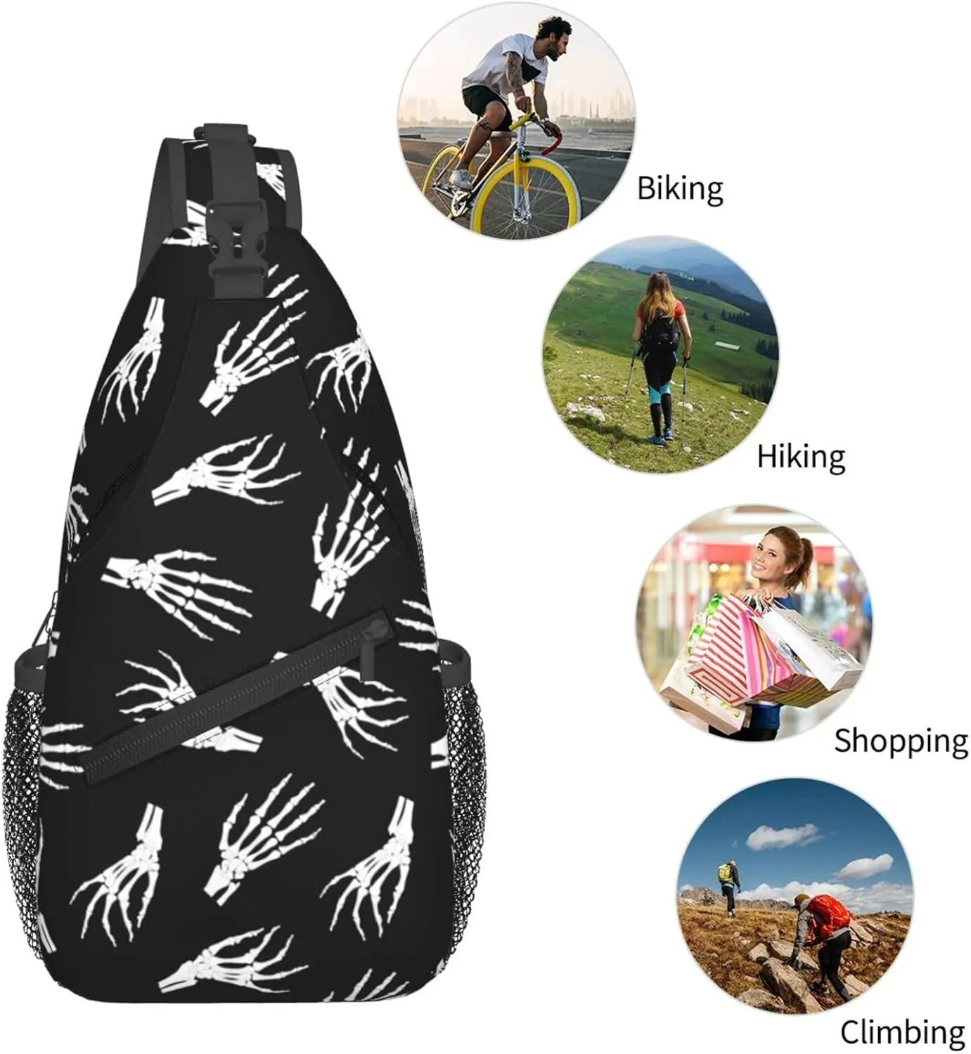 Halloween Bat Sling Bag,Horror Goth Gothic Crossbody Backpack Shoulder Chest Bag for Women Men Travel Hiking Daypack