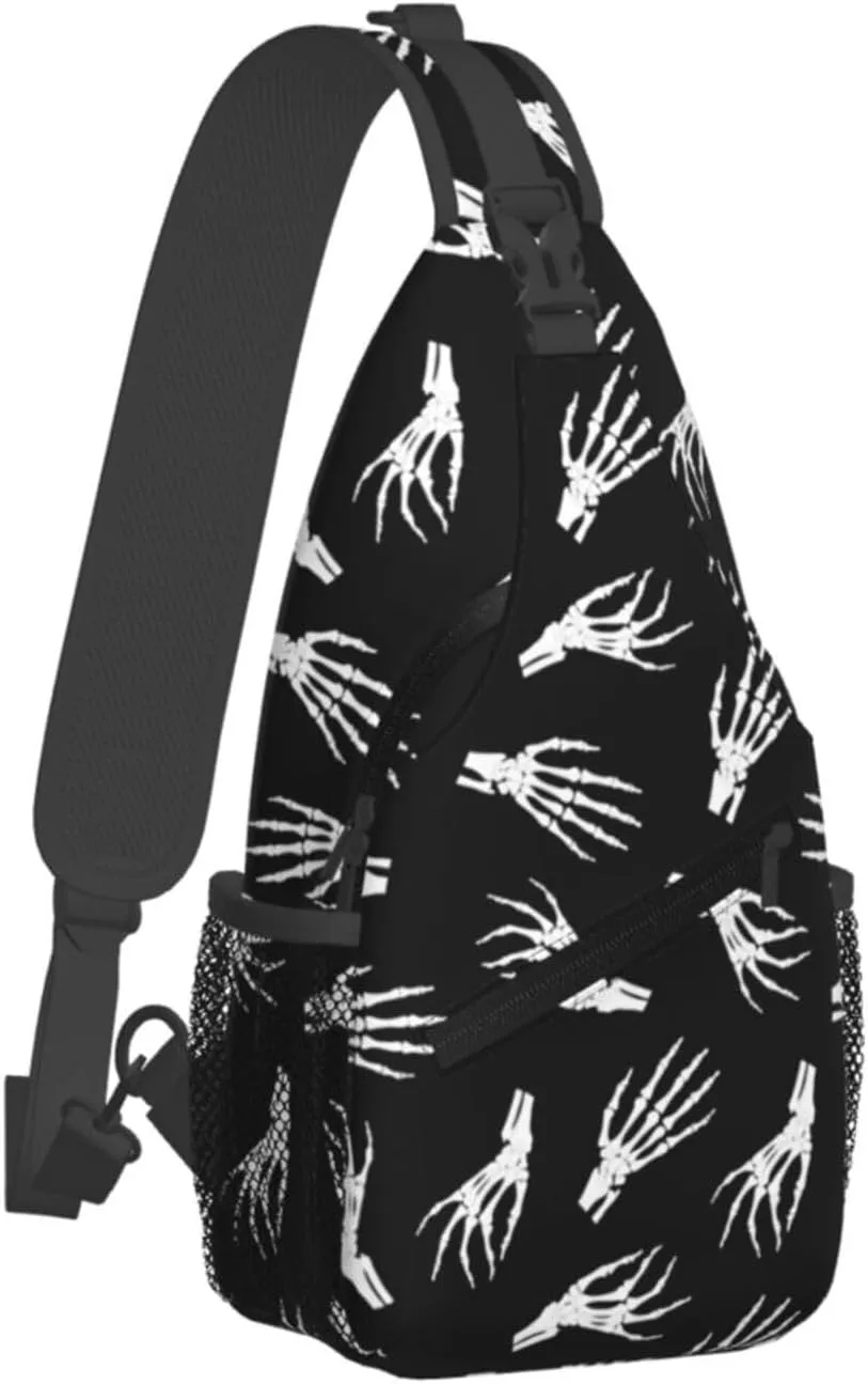 Halloween Bat Sling Bag,Horror Goth Gothic Crossbody Backpack Shoulder Chest Bag for Women Men Travel Hiking Daypack