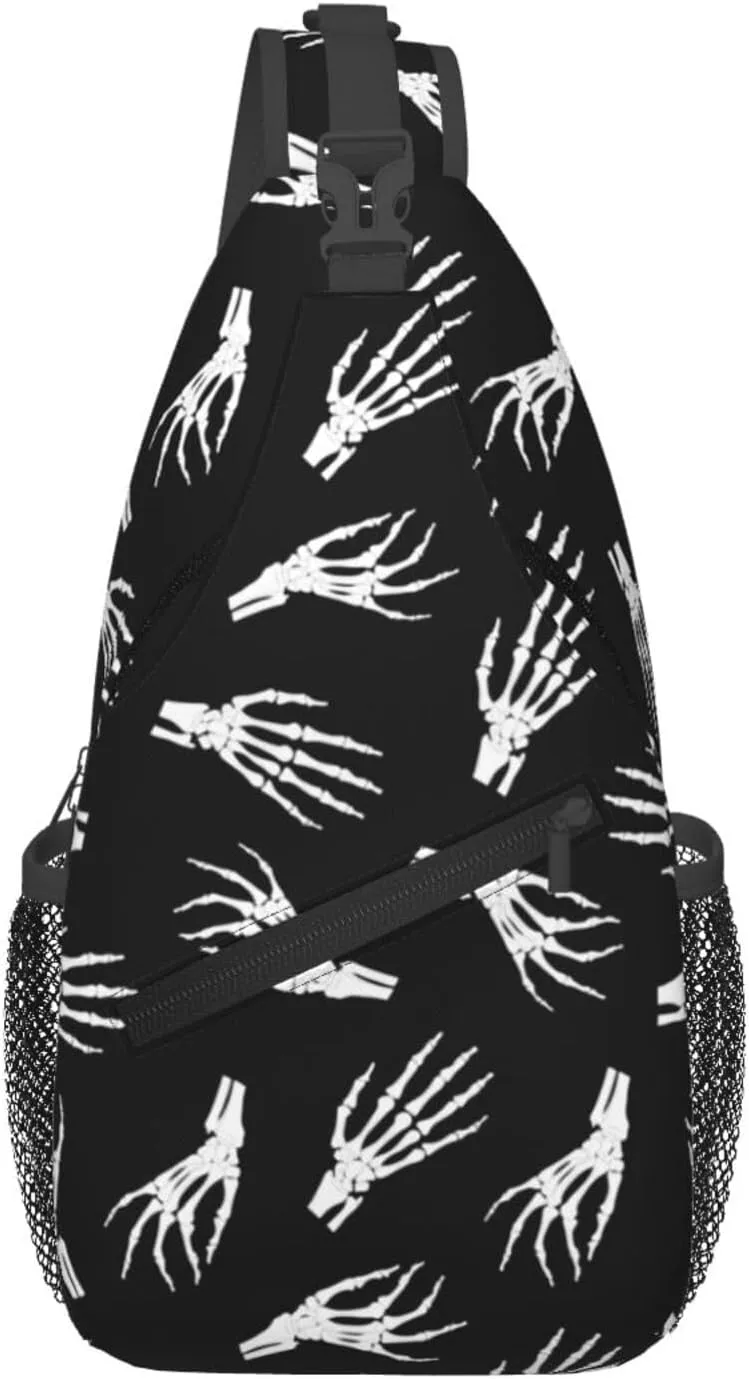 Halloween Bat Sling Bag,Horror Goth Gothic Crossbody Backpack Shoulder Chest Bag for Women Men Travel Hiking Daypack