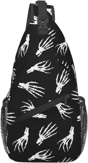 Halloween Bat Sling Bag,Horror Goth Gothic Crossbody Backpack Shoulder Chest Bag for Women Men Travel Hiking Daypack
