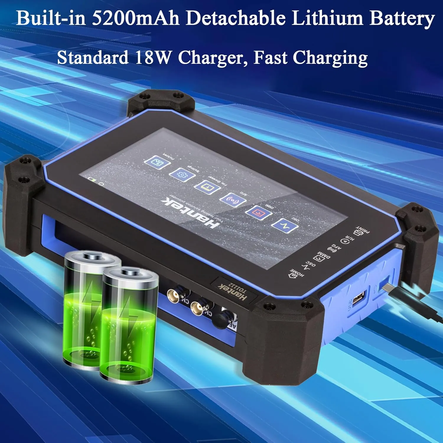 Hantek Tablet Oscilloscope 110MHz Bandwidth 250MSa/S 8M Storage Depth with 7" Touch Screen(TO1112/110MHz 2CH)