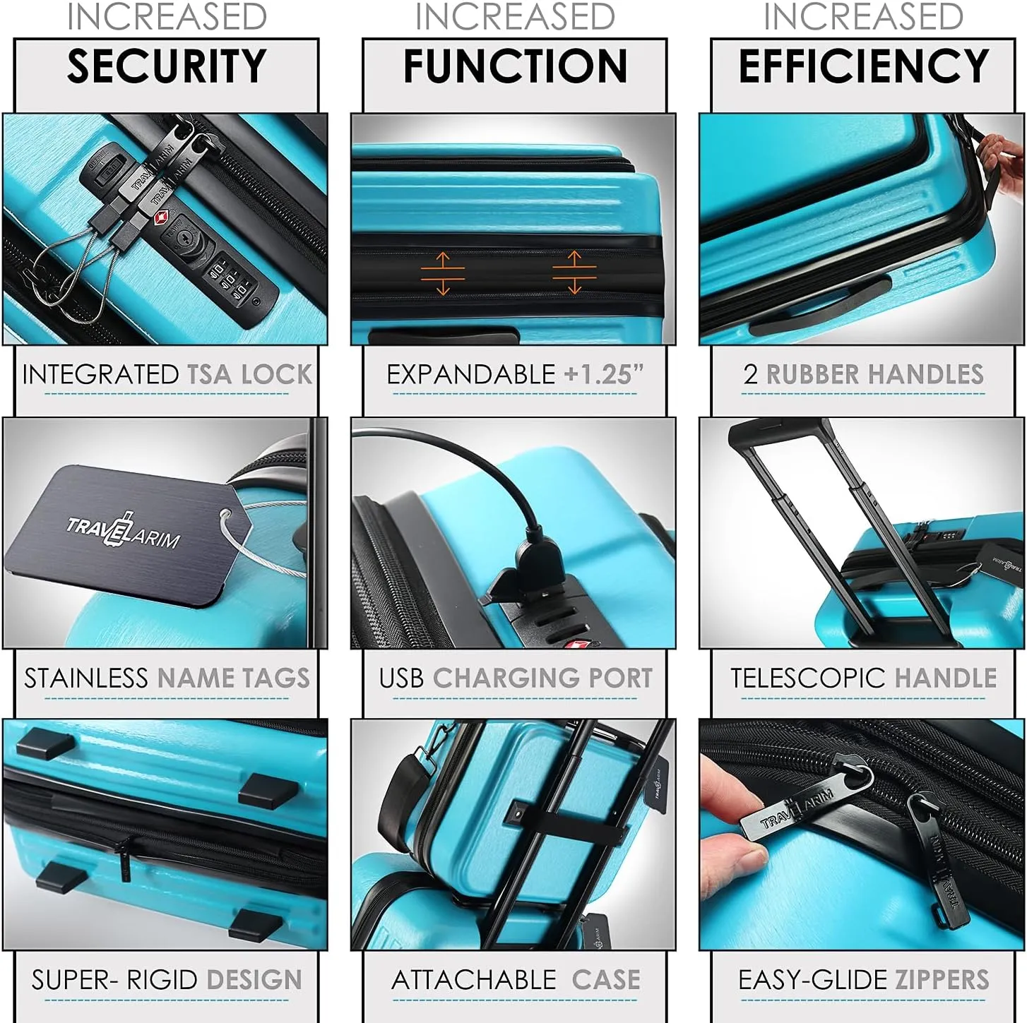 Hard Shell Luggage Sets with Spinner Wheels 4 Piece, Expandable Large Suitcases with TSA Lock, Travel Large Suitcase Set, Teal Luggage Set
