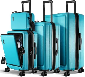 Hard Shell Luggage Sets with Spinner Wheels 4 Piece, Expandable Large Suitcases with TSA Lock, Travel Large Suitcase Set, Teal Luggage Set