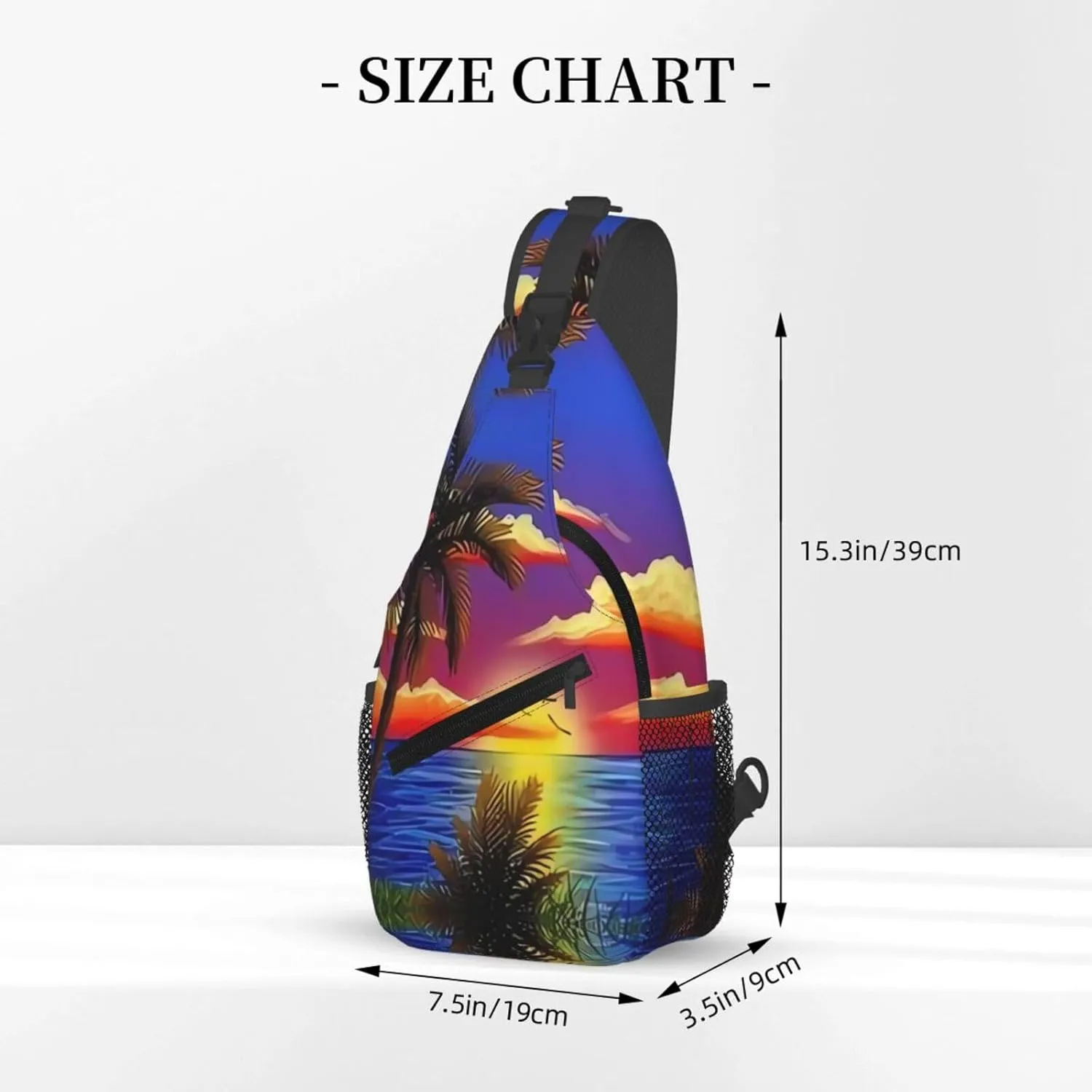 Hawaii Chest Sling Bag Tropical Palm Leaves Crossbody Shoulder Backpack Adjustable Travel Hiking Casual Daypack