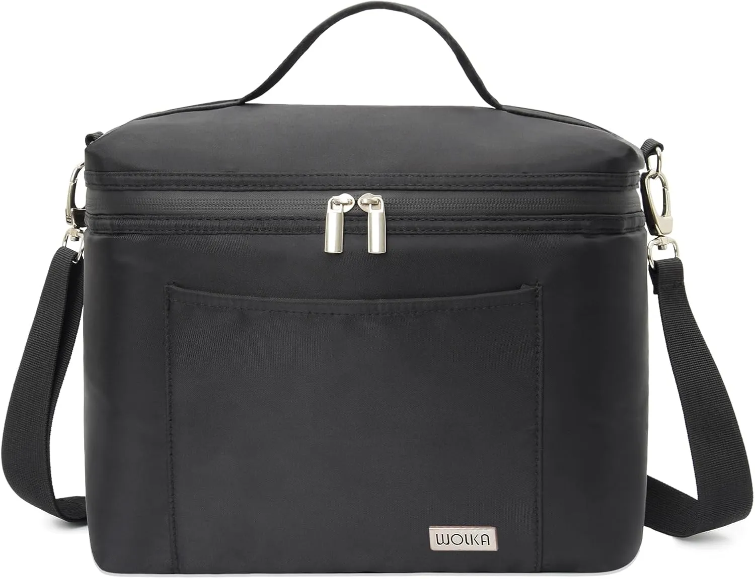 HAWGON Large Lunch Bag for Women,Big Insulated Lunch Box,Lightweight Nylon Waterproof Cooler Bag with Adjustable Strap for Work,Picnic(15L,Black)