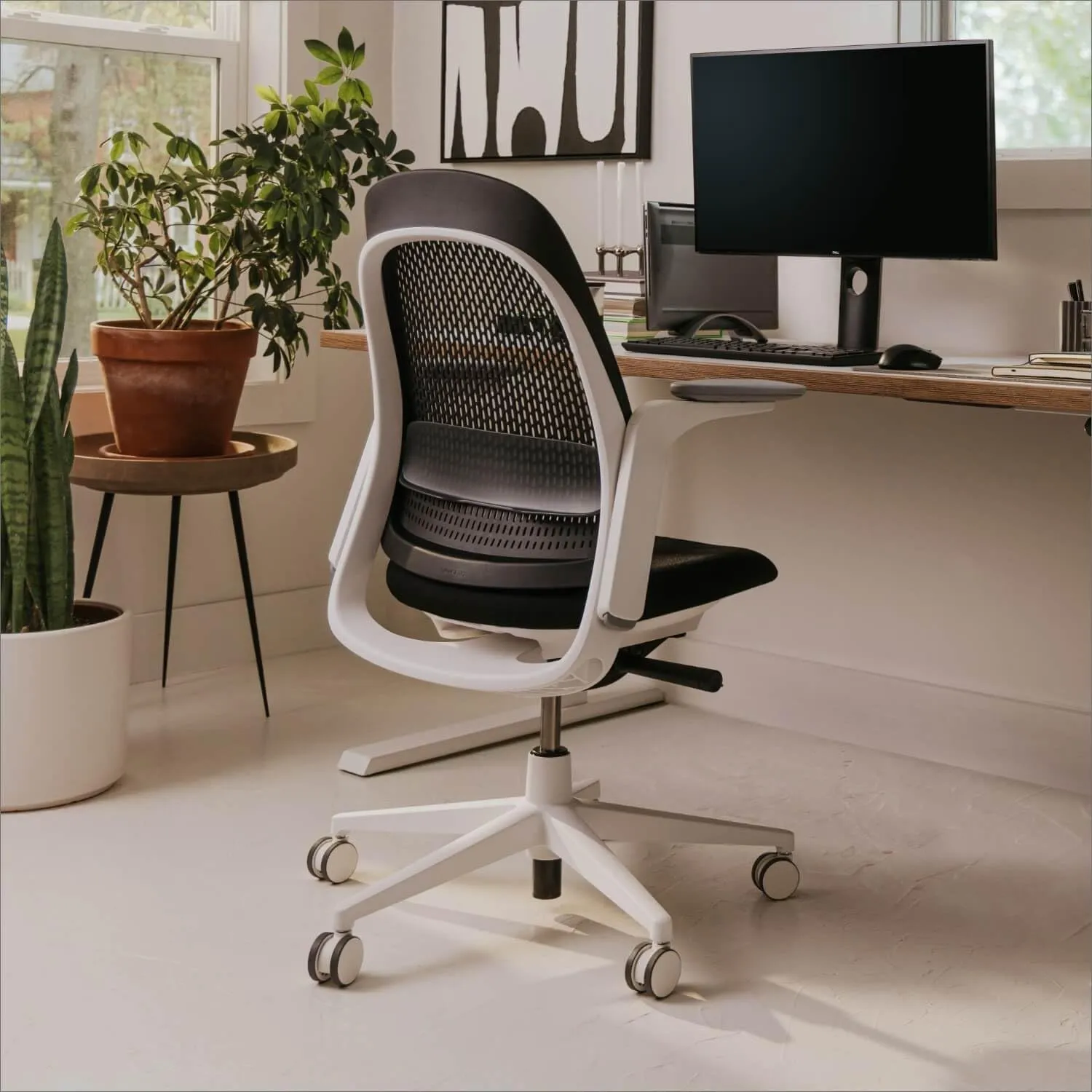 Haworth Breck Office Chair - Ergonomic Desk Seat with Height-Adjustable Lumbar Support, Black Trim, and 4D-Arms (Coal)