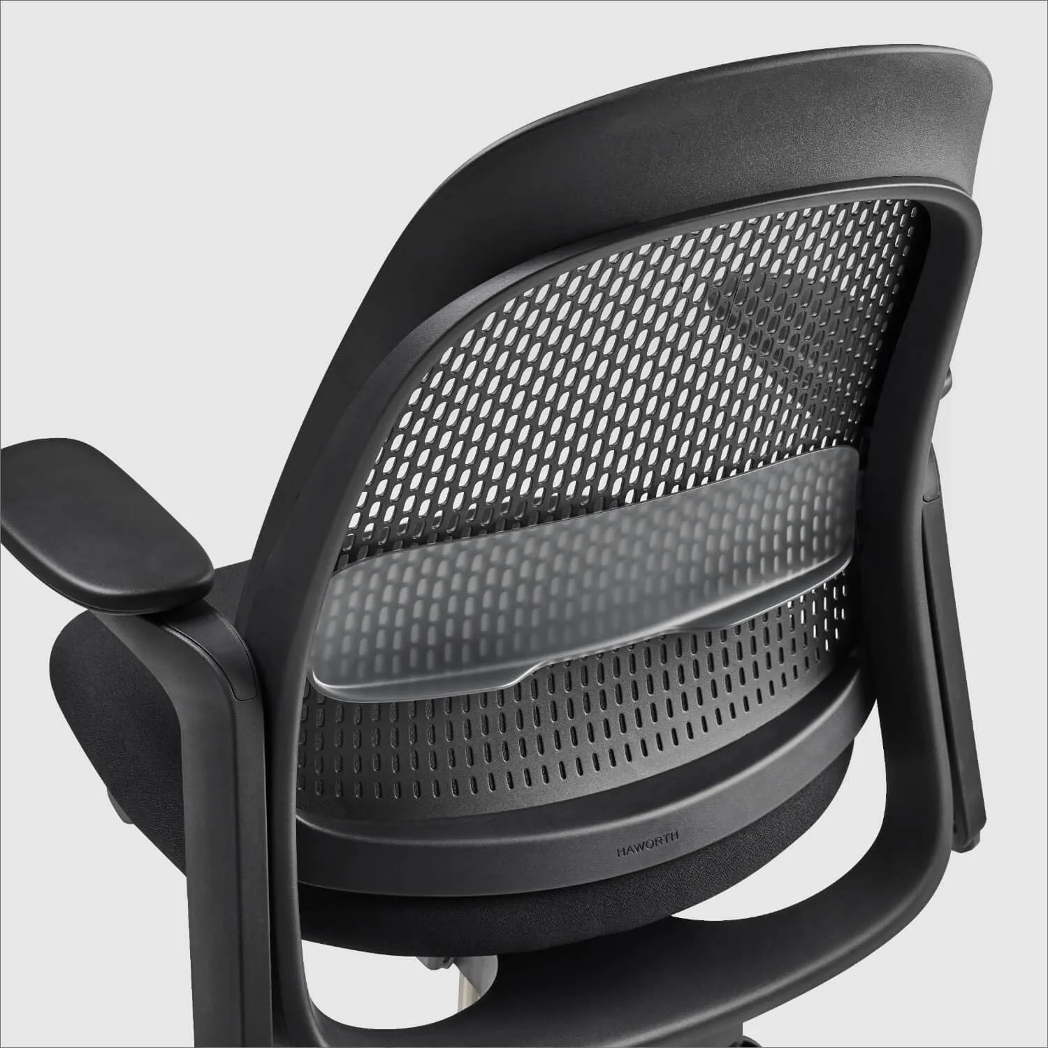 Haworth Breck Office Chair - Ergonomic Desk Seat with Height-Adjustable Lumbar Support, Black Trim, and 4D-Arms (Coal)
