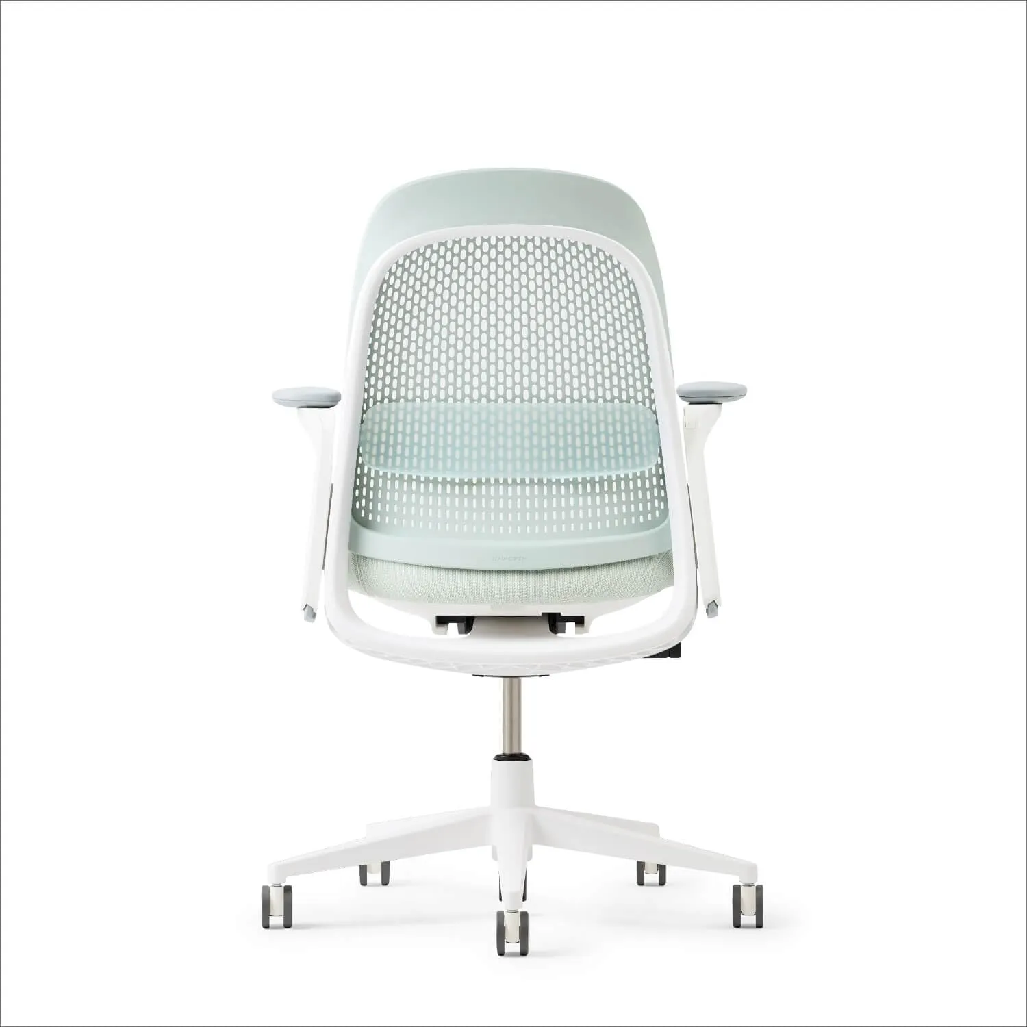 Haworth Breck Office Chair - Ergonomic Desk Seat with Height-Adjustable Lumbar Support, White Trim, Duo-Tone Hard Casters, and 4D-Arms (Agave)