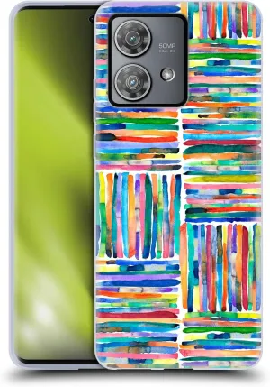 Head Case Designs Officially Licensed Ninola Handpainted Stripes Multi Patterns 4 Soft Gel Case Compatible with Motorola Edge 40 Neo 5G