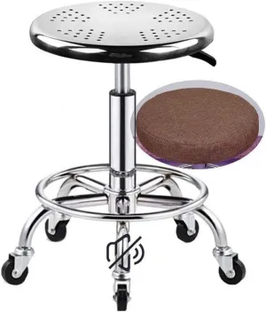 Heavy Duty Stainless Steel Rolling Shop Bar Stool with Wheels Bearing 440lbs,Swivel Height Adjustment Shop Rolling Stool with Foot Rest, Work Shop Stools with Wheels gree,Green (Coffee)
