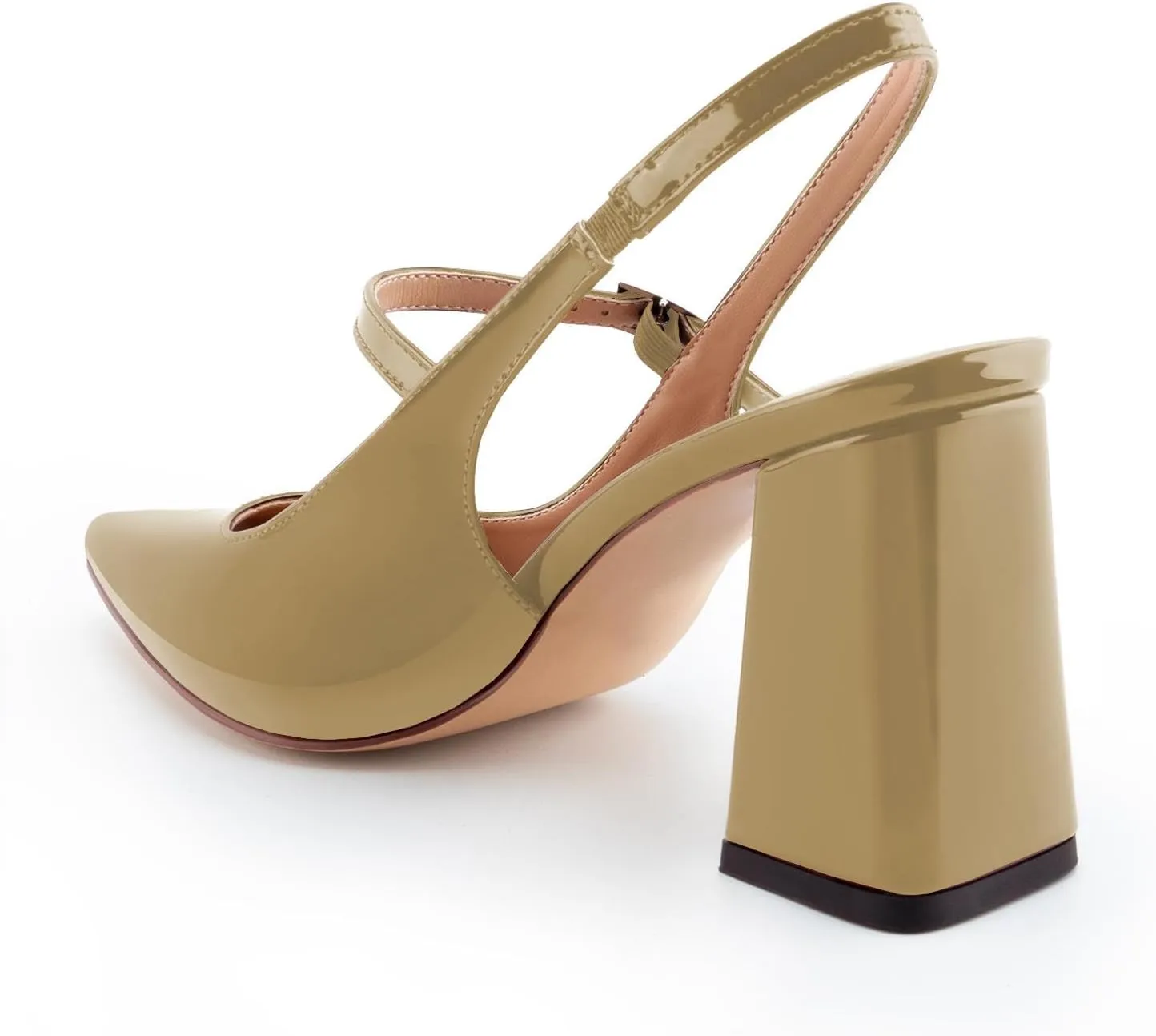 heelchic Women's Pumps Slingback Chunky Heels Closed Pointed Toe Comfortable Low Block Heel Slip-on Sandals Wedding Party Dress Shoes Work Pumps