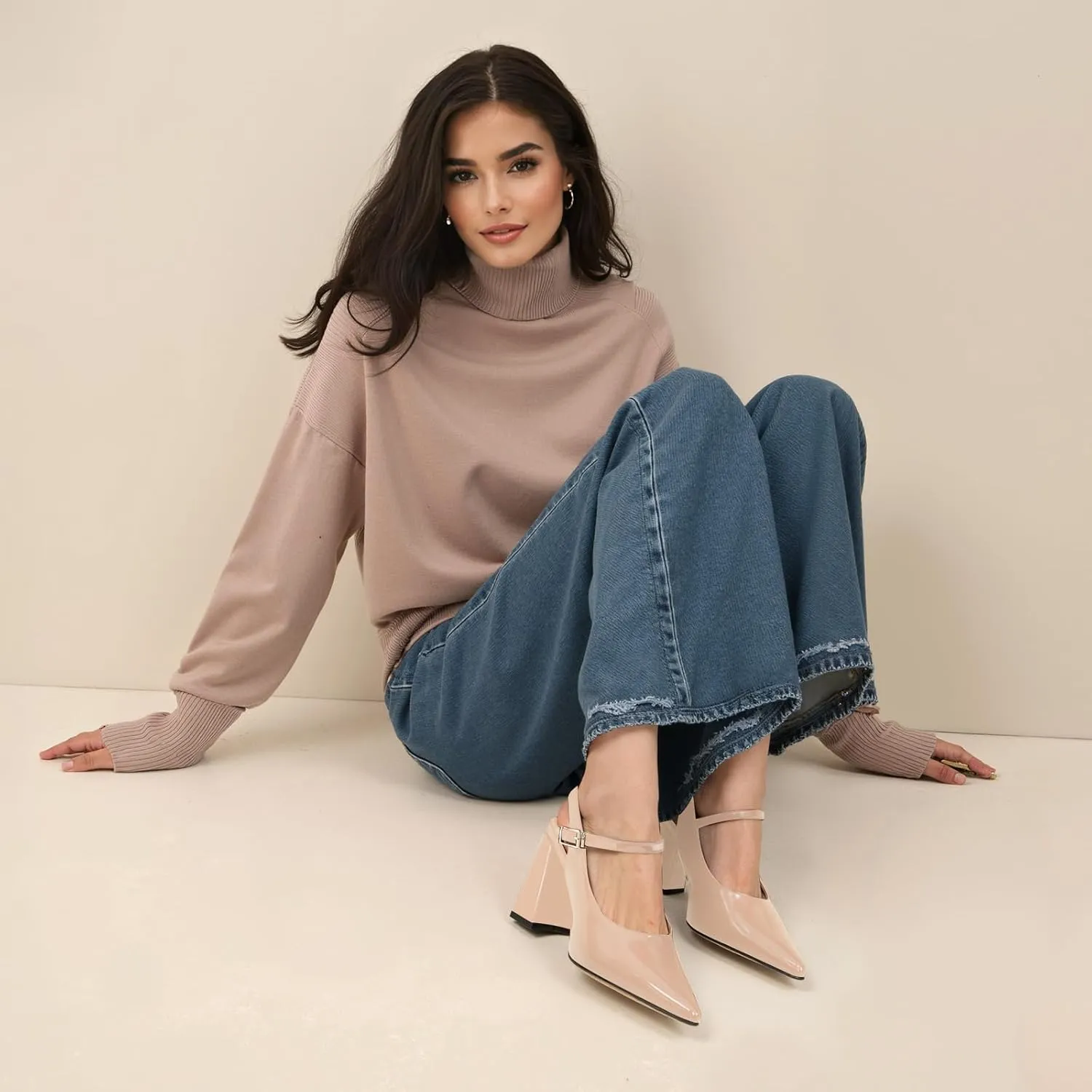 heelchic Women's Pumps Slingback Chunky Heels Closed Pointed Toe Comfortable Low Block Heel Slip-on Sandals Wedding Party Dress Shoes Work Pumps