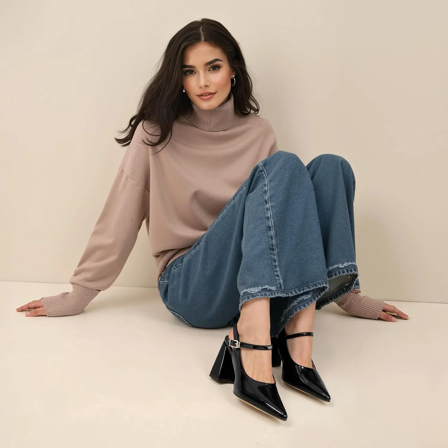 heelchic Women's Pumps Slingback Chunky Heels Closed Pointed Toe Comfortable Low Block Heel Slip-on Sandals Wedding Party Dress Shoes Work Pumps