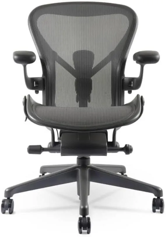 Herman Miller Aeron Chair Size B - Graphite Semi-Loaded Adjustable Arm Height Tilt Tension Control Posture Fit - Repackaged Ergonomic Office Desk Chair