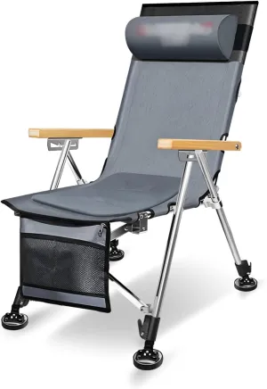 High Back Chair Camping Folding Chair Adjustable Back Reclining Camp Chairs with Bag Pillow and Armrests for Fishing Hiking Beach 550lbs Capacity Camping Chair