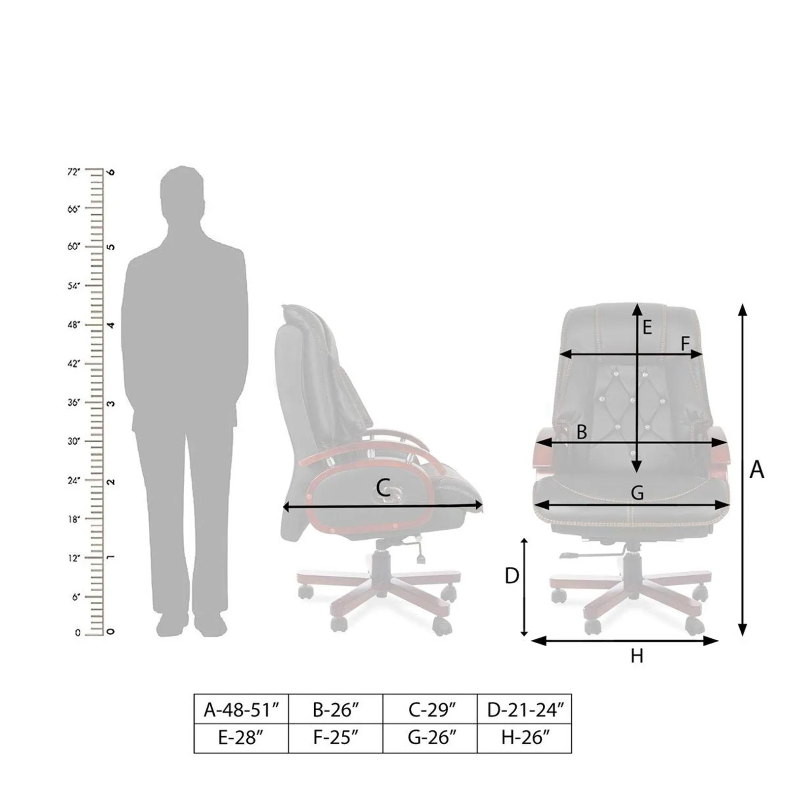 High Back Leatherette Wooden Director Chair with Wooden Base and Handle, Wooden chair