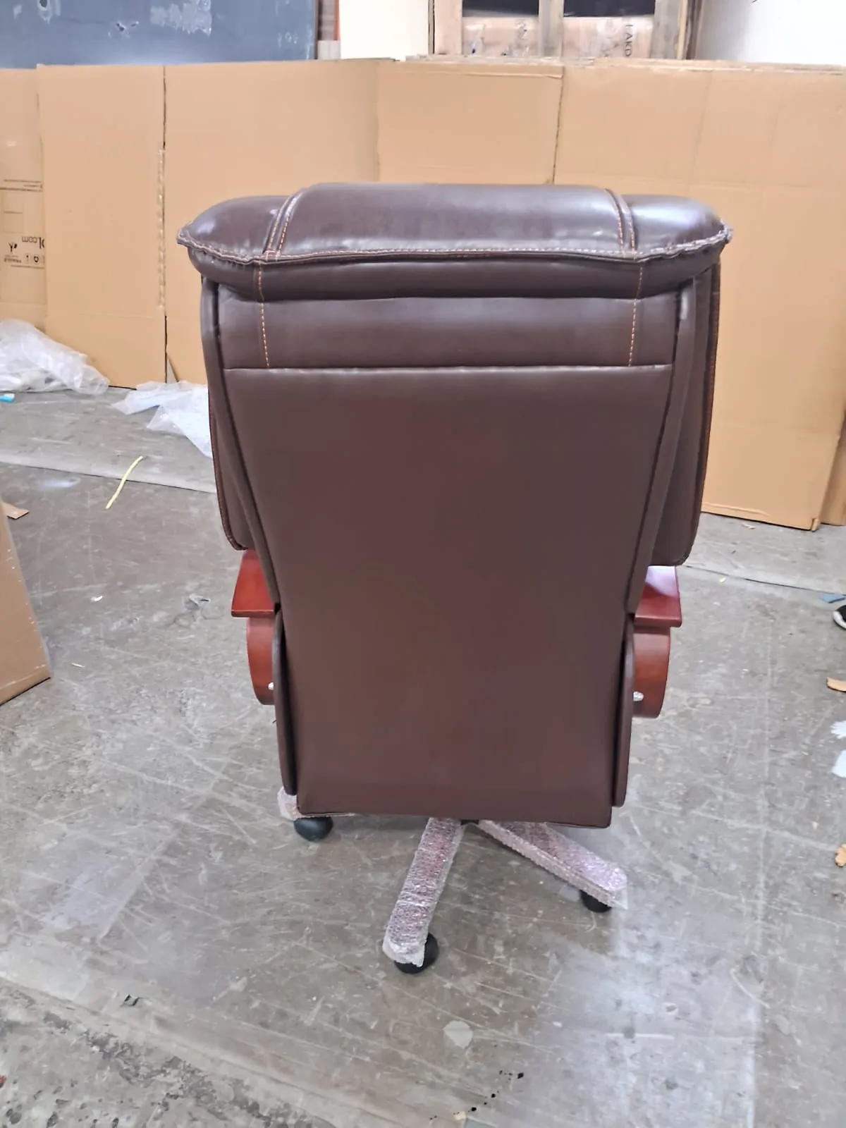 High Back Leatherette Wooden Director Chair with Wooden Base and Handle, Wooden chair