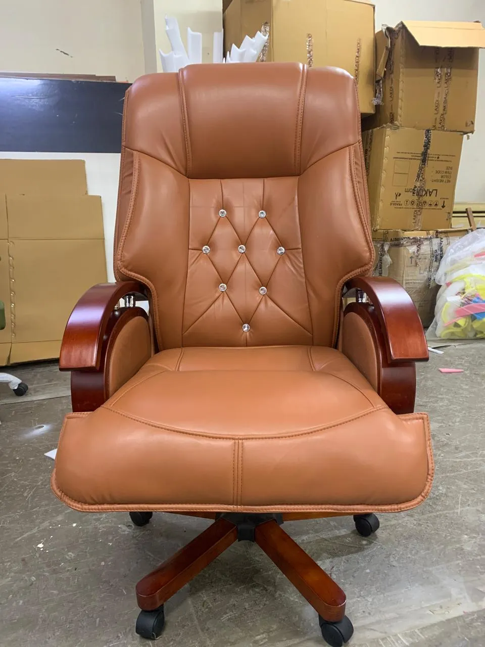 High Back Leatherette Wooden Director Chair with Wooden Base and Handle, Wooden chair