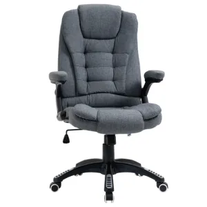 High Back Office Chair – Linen Upholstery with Recline & Adjustable Height