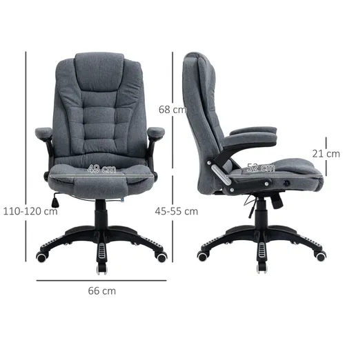 High Back Office Chair – Linen Upholstery with Recline & Adjustable Height