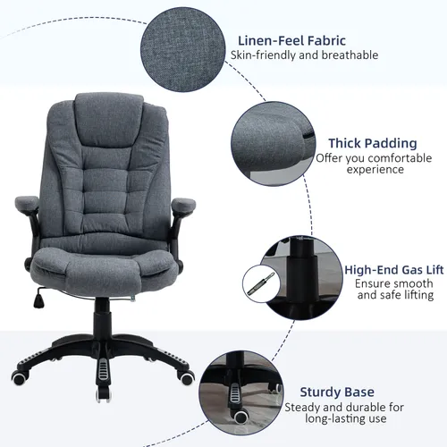 High Back Office Chair – Linen Upholstery with Recline & Adjustable Height