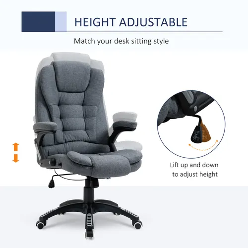High Back Office Chair – Linen Upholstery with Recline & Adjustable Height