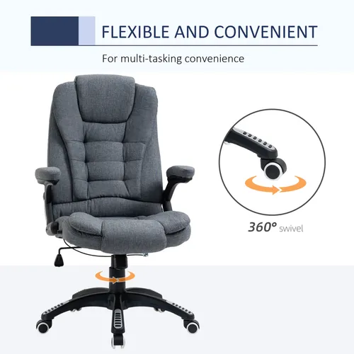 High Back Office Chair – Linen Upholstery with Recline & Adjustable Height