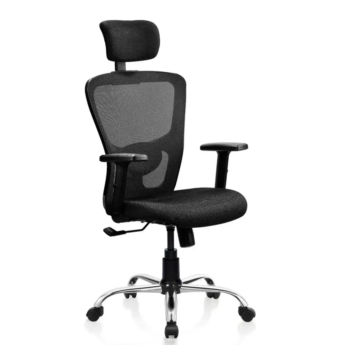High Back Office Chair with Chrome Base with Adjustable Arm