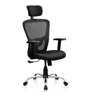 High Back Office Chair with Chrome Base with Adjustable Arm