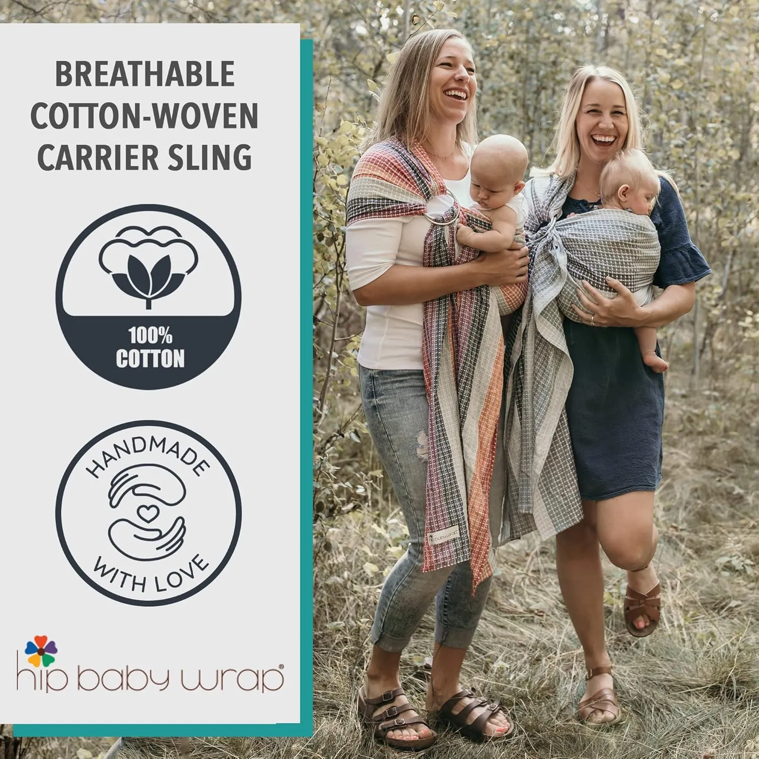 Hip Baby Wrap Ring Sling Baby Carrier for Infants and Toddlers - Beautiful, 100% Soft Cotton Baby Wraps Carrier for Babies 8-35 lbs - Perfect Baby Shower Gifts Moms and Dads - Nursing Cover (Beach)
