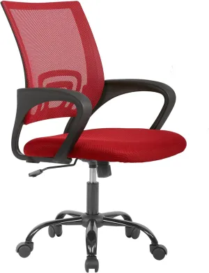 Home Office Chair Ergonomic Desk Chair Mesh Computer Chair with Lumbar Support Armrest Executive Rolling Swivel Adjustable Mid Back Task Chair for Women Adults,Red