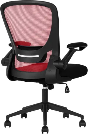 Home Office Chair Ergonomic Desk Chair Mesh Computer Chair with Lumbar Support Flip-up Arms Swivel Rolling Executive Task Chair Adjustable Chair for Adults(Red)