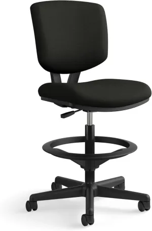 HON Volt Leather Office Chair with Foot Rest - Task Chair for Standing Office Desk, Foot Ring, and Wheels - 250lb Max, Black
