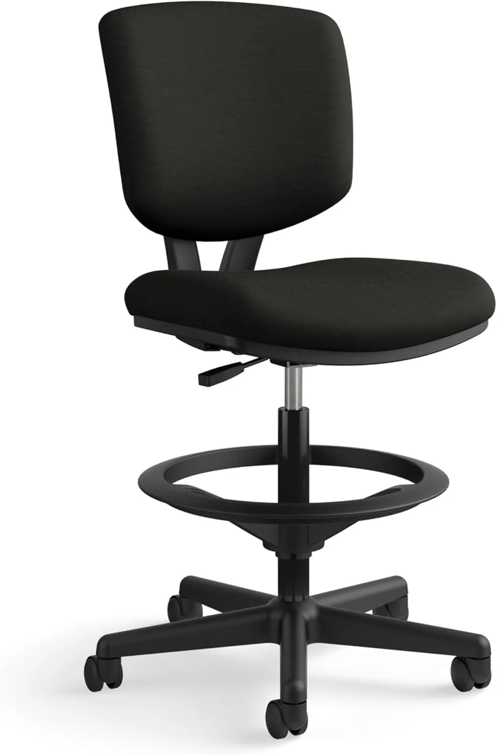 HON Volt Leather Office Chair with Foot Rest - Task Chair for Standing Office Desk, Foot Ring, and Wheels - 250lb Max, Black