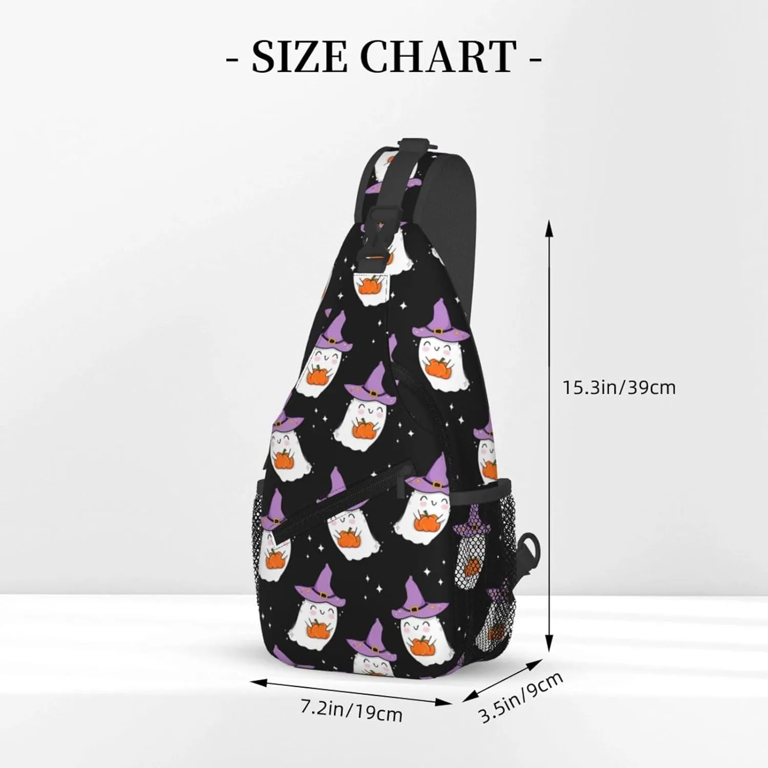 Horror Halloween Sling Backpack,Cute Ghost Pumpkin Crossbody Shoulder Backpack Adjustable Sling Bag for Men Women