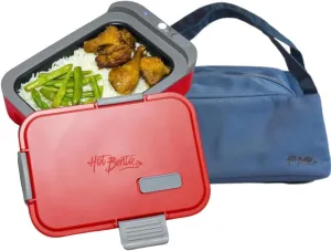 Hot Bento with Included Insulated Tote Bag – Self Heated Lunch Box and Food Warmer – Battery Powered, Portable, Cordless, Hot Meals for Office, School, Travel, Jobsite, Outdoor, Meal Prep (Red)