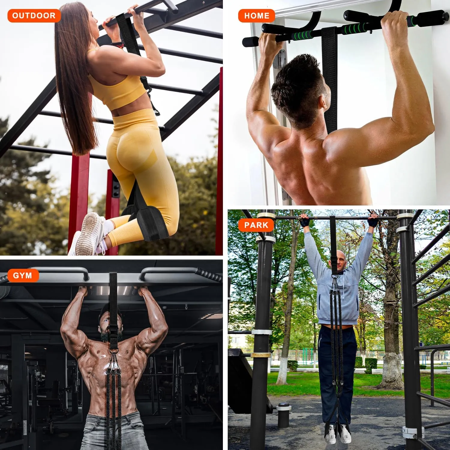 HPYGN Pull Up Assistance Bands, Heavy Duty Resistance Band for Pull Up Bar, Adjustable Weight/Size with Fabric Feet/Knee Rest, Bands for Pull Up Assist for Strength Training, Pull Up Assist Band