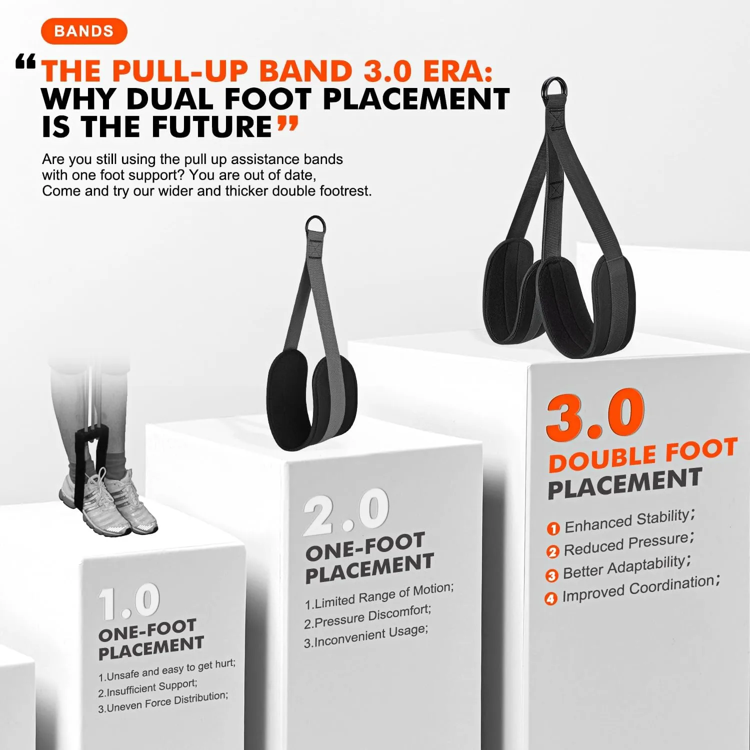 HPYGN Pull Up Assistance Bands, Heavy Duty Resistance Band for Pull Up Bar, Adjustable Weight/Size with Fabric Feet/Knee Rest, Bands for Pull Up Assist for Strength Training, Pull Up Assist Band