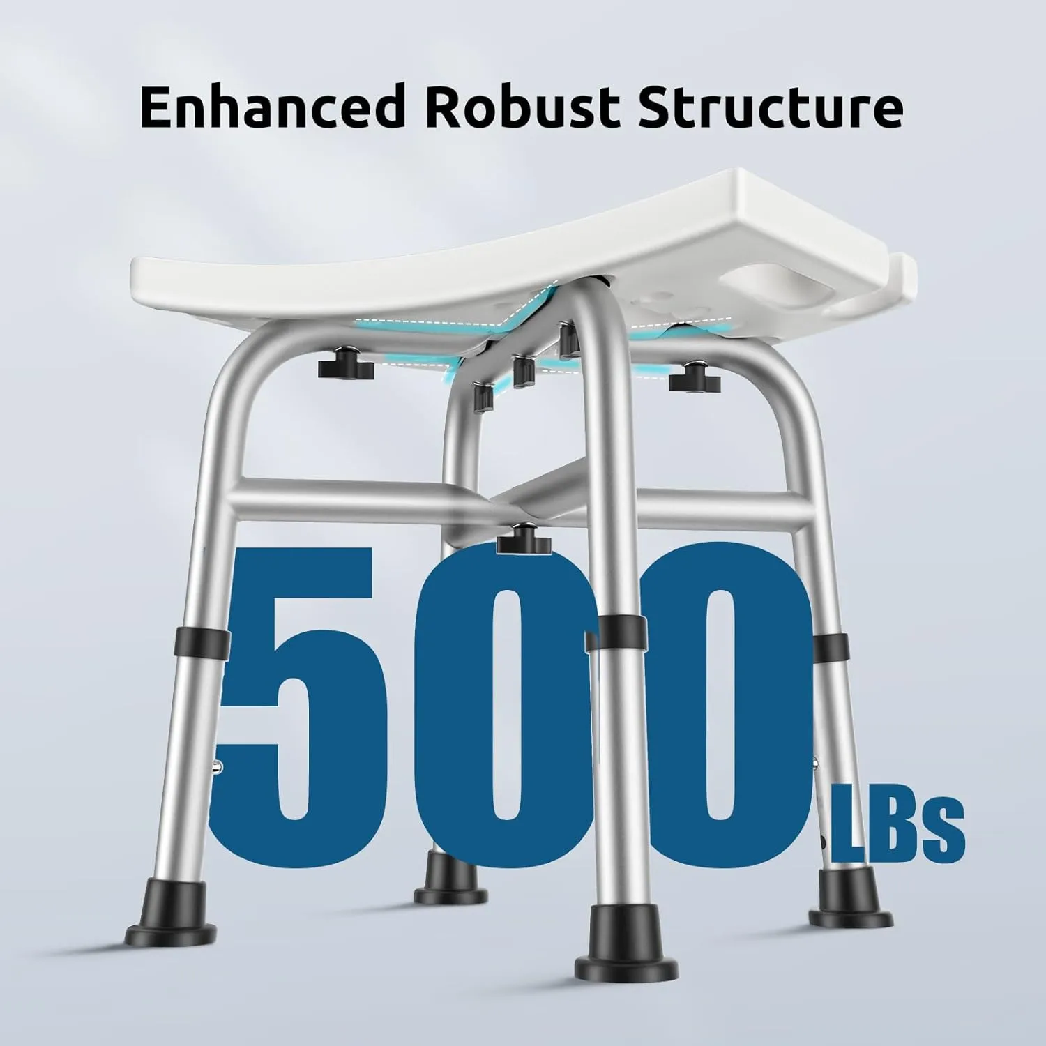 HSA/FSA Eligible Shower Chair for Inside Shower, 500LBS Shower Stool for Inside Shower with Cross Reinforcement, Fekivasy 5 Adjustable Heights Shower Seats for Adults, Shower Bench 3 Mins Assembly