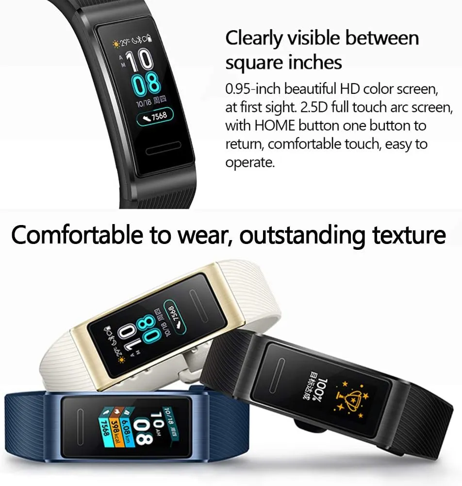 HUAWEI Sport Bracelet, Band 3 Pro GPS Smart Band Metal Amoled 0.95' Full Color Touchscreen Swim Stroke Heart Rate Sensor Sleep Bracelet(Black)
